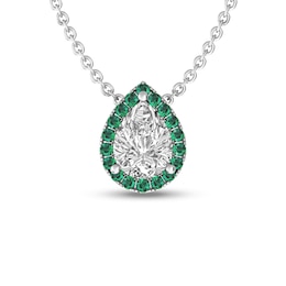 Pear-Shaped White Topaz and Emerald Frame Pendant in Sterling Silver