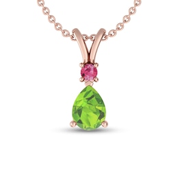 Pear-Shaped Peridot and Tourmaline Pendant in 10K Rose Gold