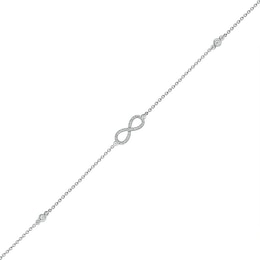1/10 CT. T.W. Diamond Infinity Anklet in Sterling Silver – 10"