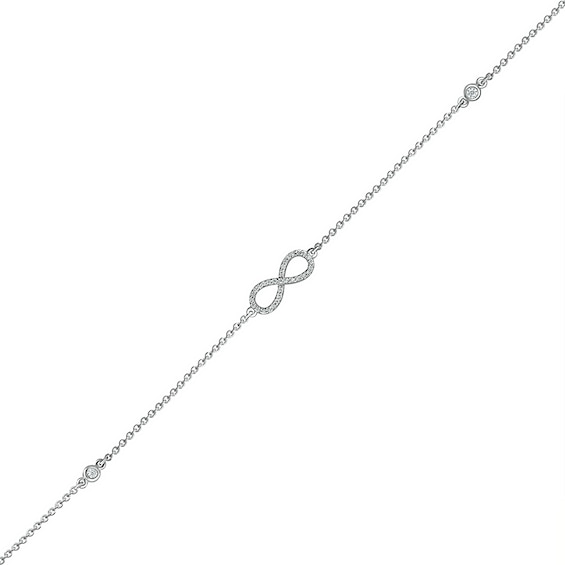 1/10 CT. T.w. Diamond Infinity Anklet in Sterling Silver – 10"