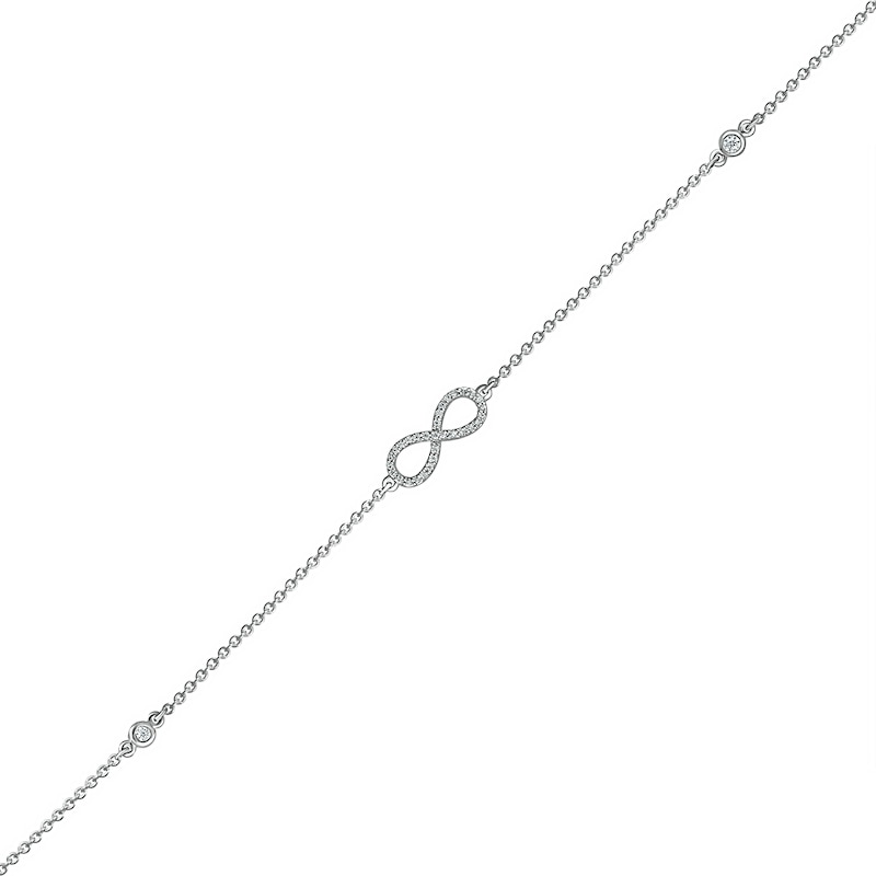 1/10 CT. T.W. Diamond Infinity Anklet in Sterling Silver – 10"