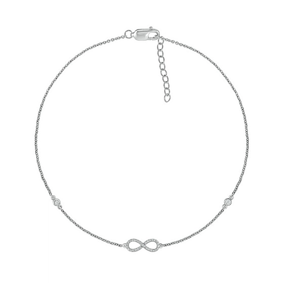 1/10 CT. T.w. Diamond Infinity Anklet in Sterling Silver â 10"