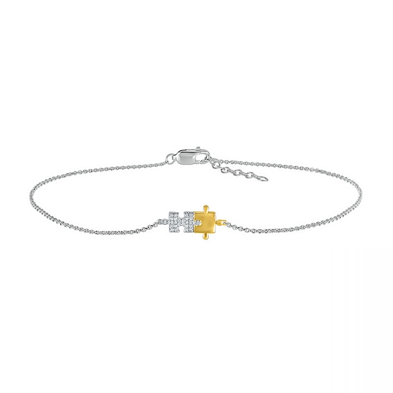 1/20 CT. T.w. Diamond Puzzle Piece Anklet in Sterling Silver and 10K Gold – 10"