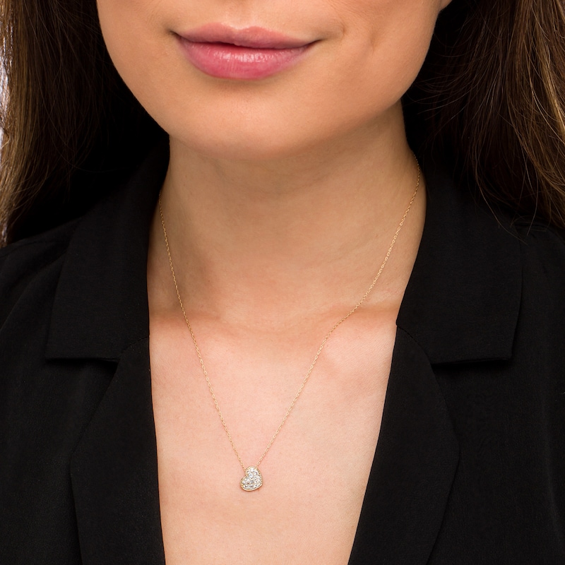 Main Image 2 of Aquamarine Cluster Tilted Heart Pendant in 10K Gold