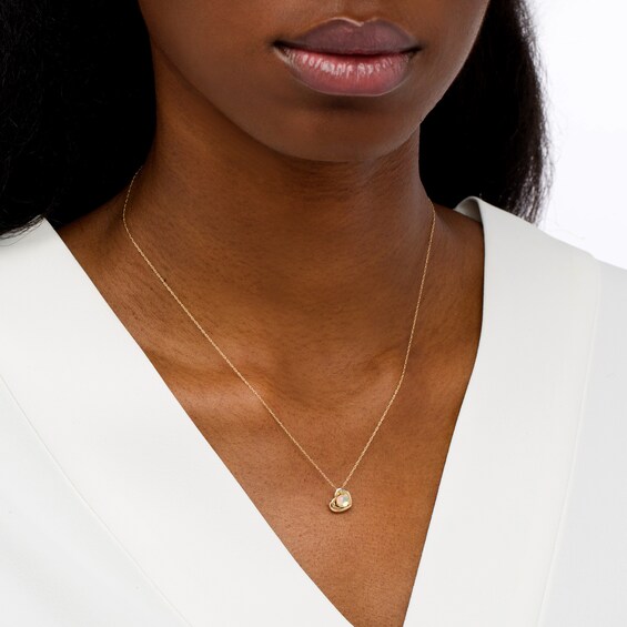 5.0mm Opal Solitaire Tilted Heart Pendant in 10K Gold