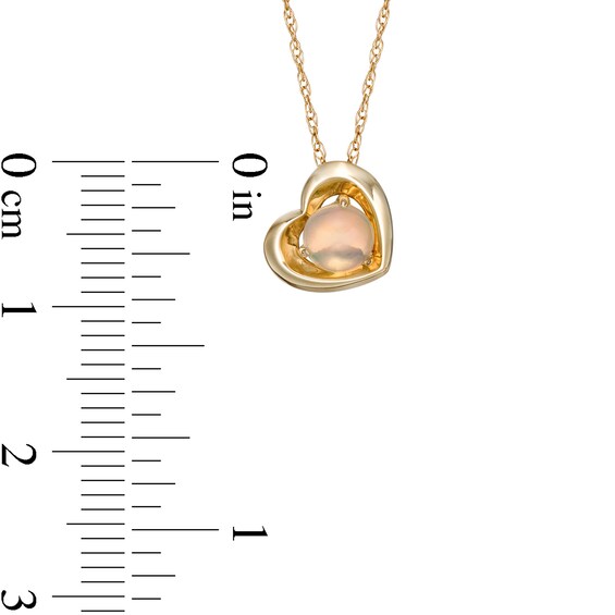 5.0mm Opal Solitaire Tilted Heart Pendant in 10K Gold