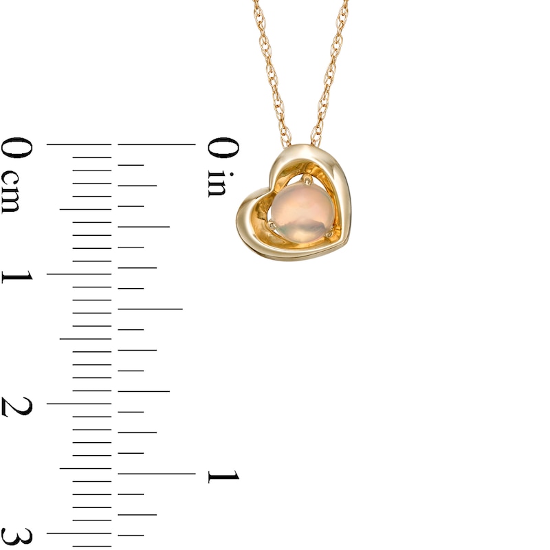 Main Image 3 of 5.0mm Opal Solitaire Tilted Heart Pendant in 10K Gold