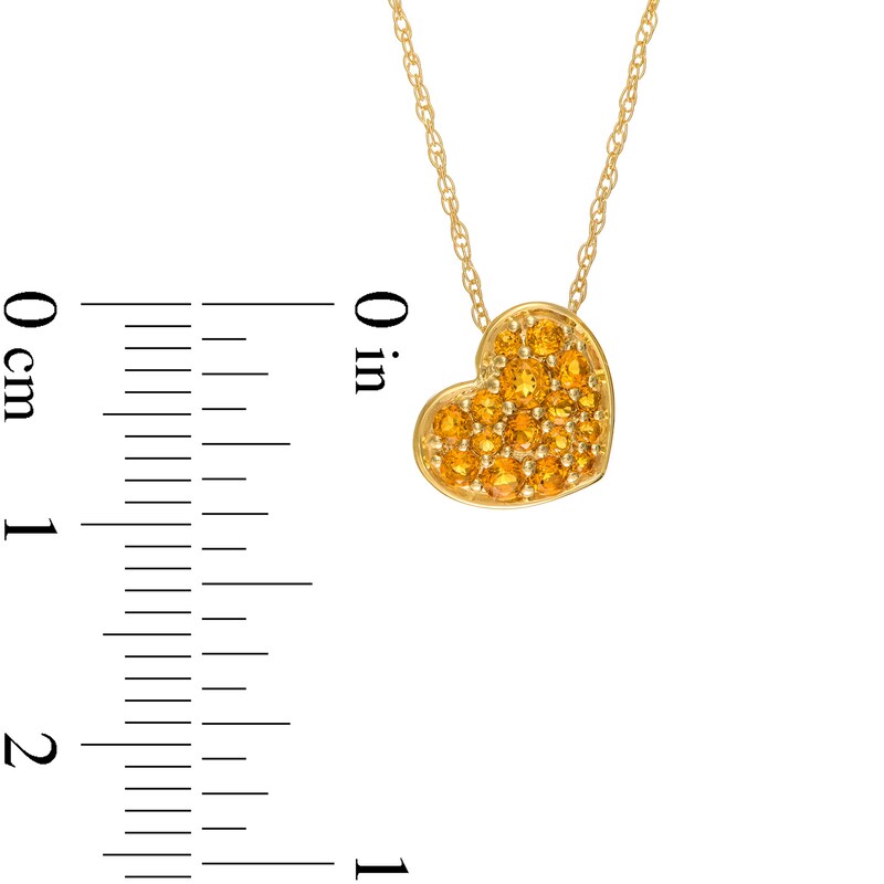 Main Image 3 of Citrine Cluster Tilted Heart Pendant in 10K Gold