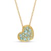 Thumbnail Image 1 of Swiss Blue Topaz Cluster Tilted Heart Pendant in 10K Gold