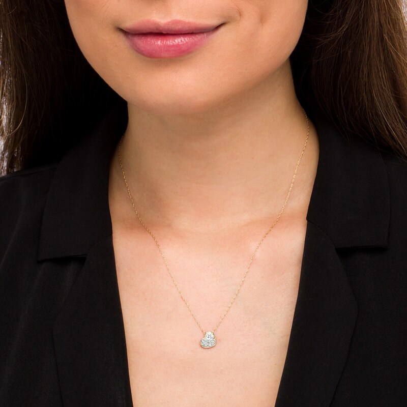 Main Image 2 of Swiss Blue Topaz Cluster Tilted Heart Pendant in 10K Gold