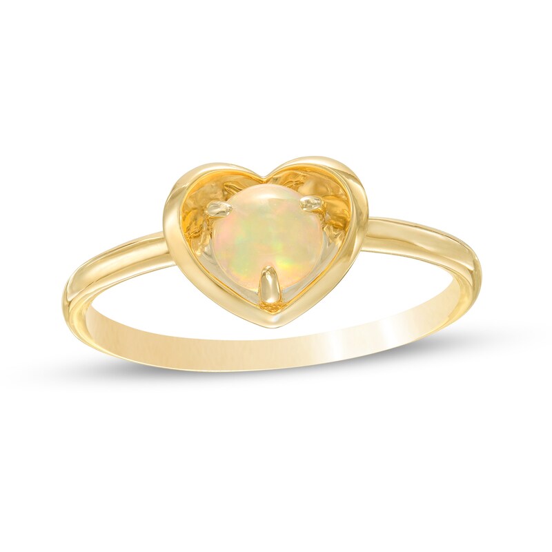 Main Image 1 of 5.0mm Opal Solitaire Heart Frame Ring in 10K Gold