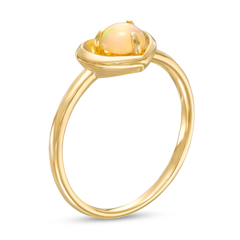 Main Image 3 of 5.0mm Opal Solitaire Heart Frame Ring in 10K Gold
