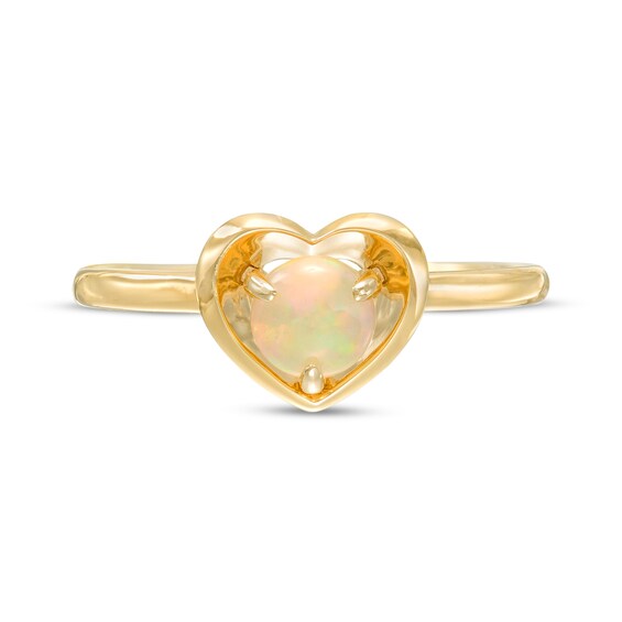 5.0mm Opal Solitaire Heart Frame Ring in 10K Gold