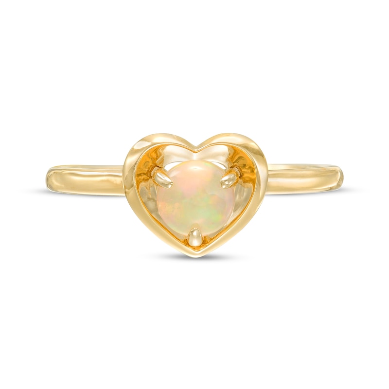 Main Image 4 of 5.0mm Opal Solitaire Heart Frame Ring in 10K Gold