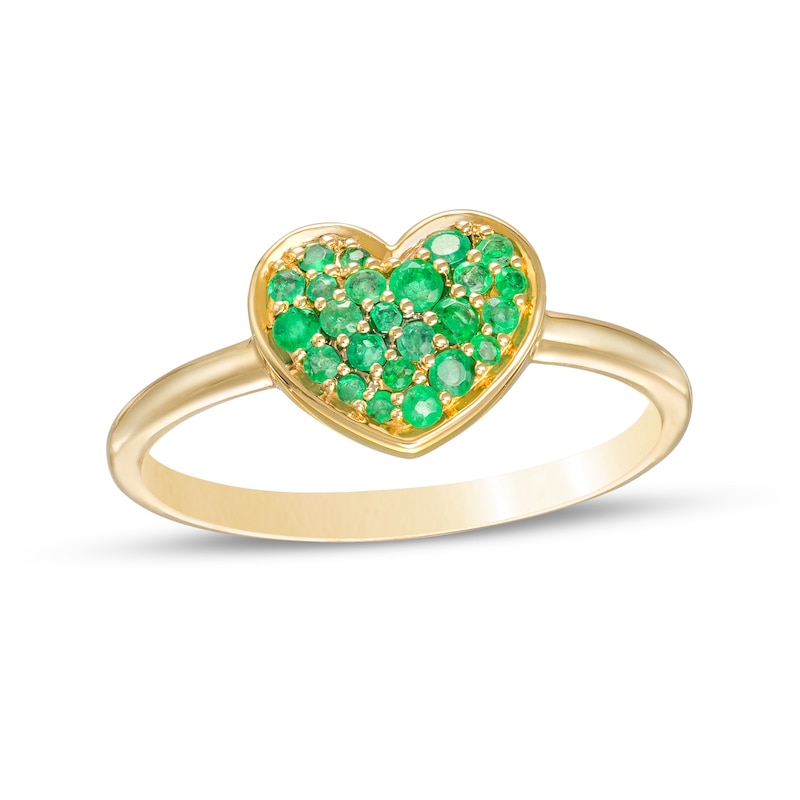 Emerald Cluster Heart Ring in 10K Gold Zales