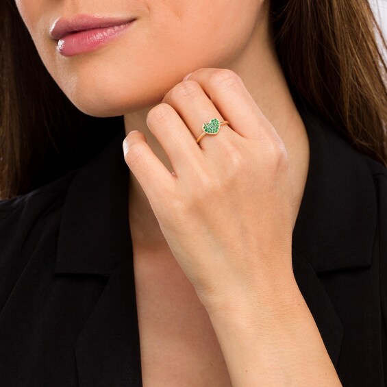 Emerald Cluster Heart Ring in 10K Gold