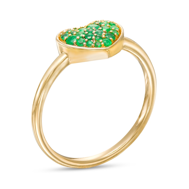 Main Image 3 of Emerald Cluster Heart Ring in 10K Gold