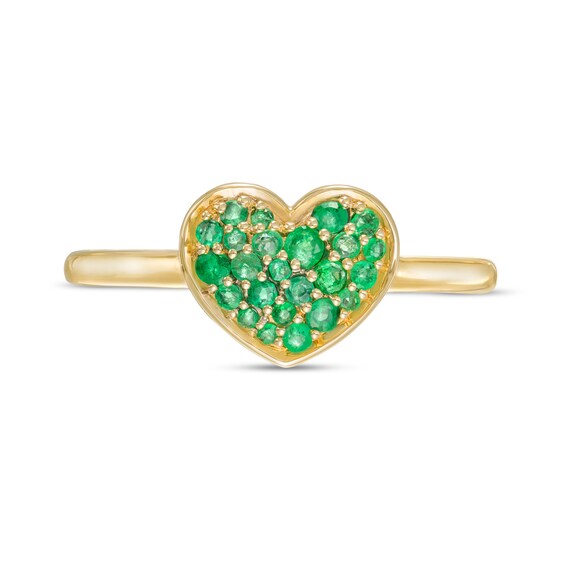 Emerald Cluster Heart Ring in 10K Gold