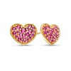 Thumbnail Image 1 of Ruby Cluster Heart Stud Earrings in 10K Gold