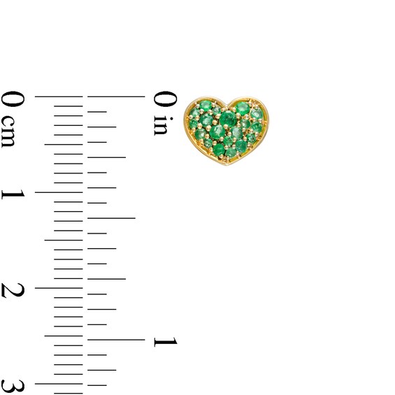Emerald Cluster Heart Stud Earrings in 10K Gold