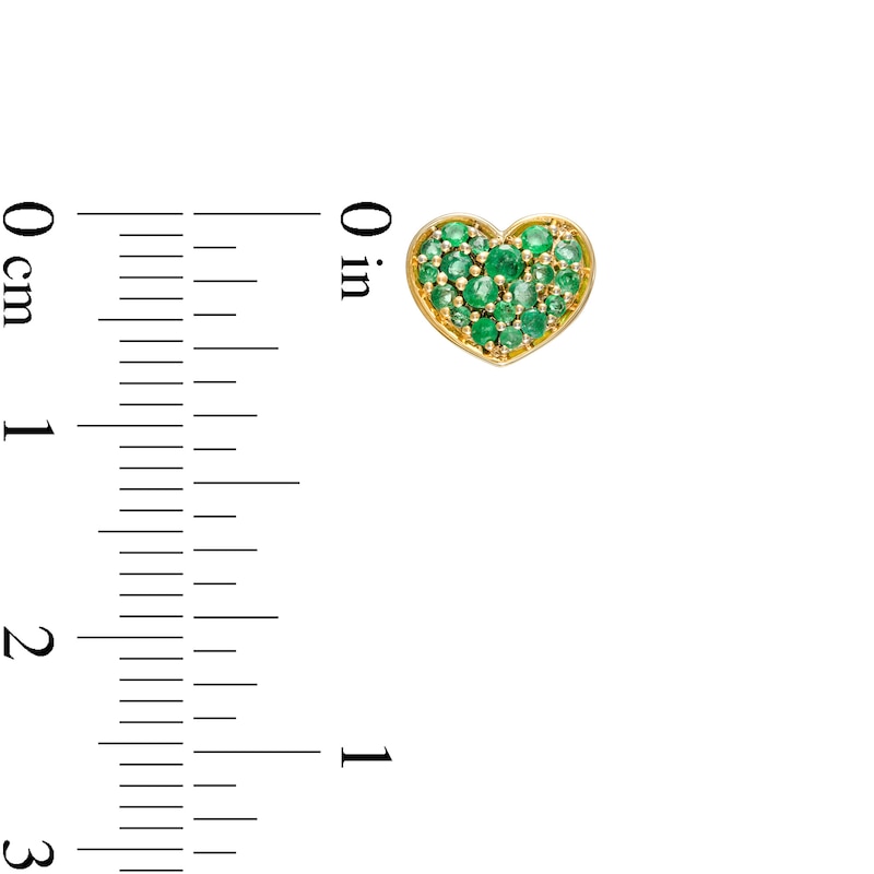 Main Image 3 of Emerald Cluster Heart Stud Earrings in 10K Gold