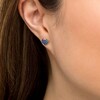 Thumbnail Image 1 of Blue Sapphire Cluster Heart Stud Earrings in 10K Gold