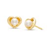 Thumbnail Image 1 of 4.0-4.5mm Freshwater Cultured Pearl Heart Frame Stud Earrings in 10K Gold