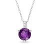 Thumbnail Image 1 of 6.0mm Amethyst and Diamond Accent Drop Pendant in 10K White Gold