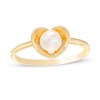 Thumbnail Image 1 of 5.0-5.5mm Freshwater Cultured Pearl Heart Frame Ring in 10K Gold