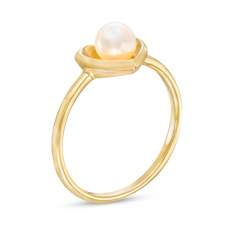 Main Image 3 of 5.0-5.5mm Freshwater Cultured Pearl Heart Frame Ring in 10K Gold