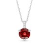 Thumbnail Image 1 of 6.0mm Garnet and Diamond Accent Drop Pendant in 10K White Gold