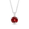 Thumbnail Image 0 of 6.0mm Garnet and Diamond Accent Drop Pendant in 10K White Gold