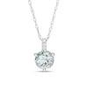Thumbnail Image 1 of 6.0mm Aquamarine and Diamond Accent Drop Pendant in 10K White Gold