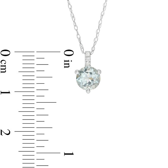6.0mm Aquamarine and Diamond Accent Drop Pendant in 10K White Gold