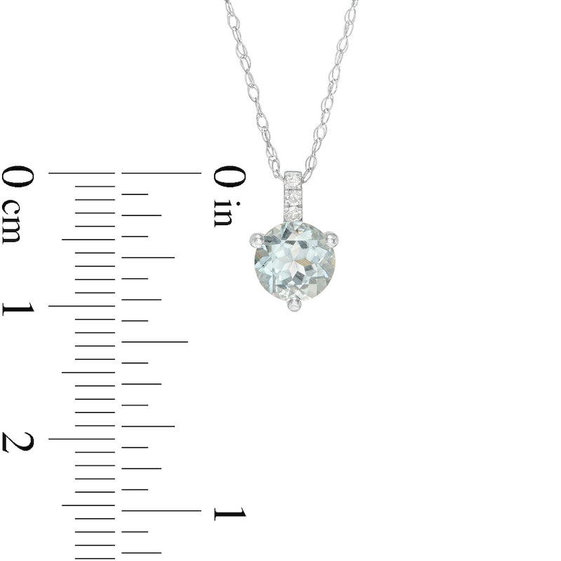 Main Image 3 of 6.0mm Aquamarine and Diamond Accent Drop Pendant in 10K White Gold