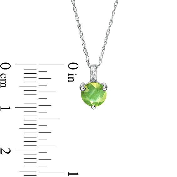 6.0mm Peridot and Diamond Accent Drop Pendant in 10K White Gold