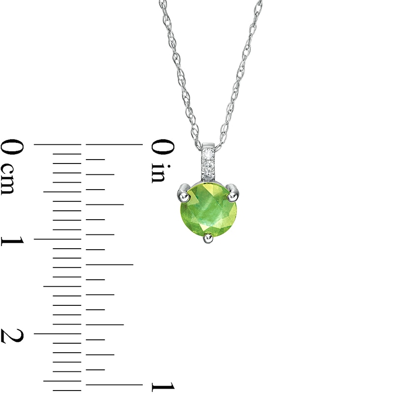 6.0mm Peridot and Diamond Accent Drop Pendant in 10K White Gold