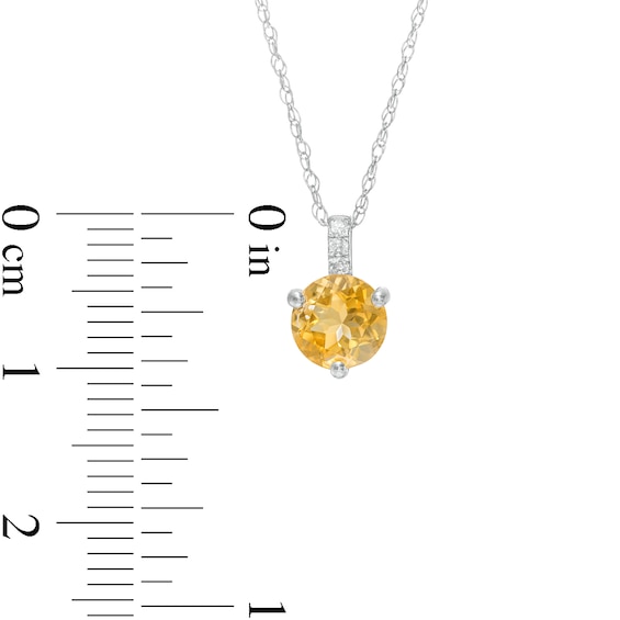 6.0mm Citrine and Diamond Accent Drop Pendant in 10K White Gold