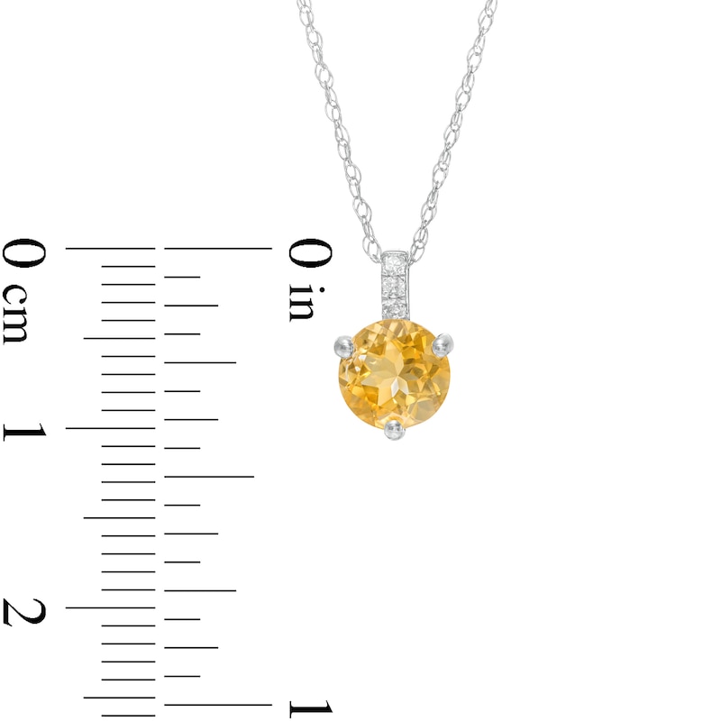 Main Image 3 of 6.0mm Citrine and Diamond Accent Drop Pendant in 10K White Gold