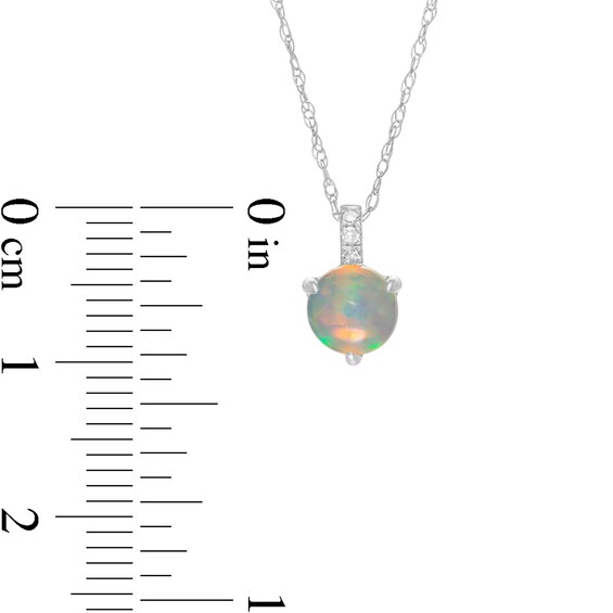 6.0mm Opal and Diamond Accent Drop Pendant in 10K White Gold