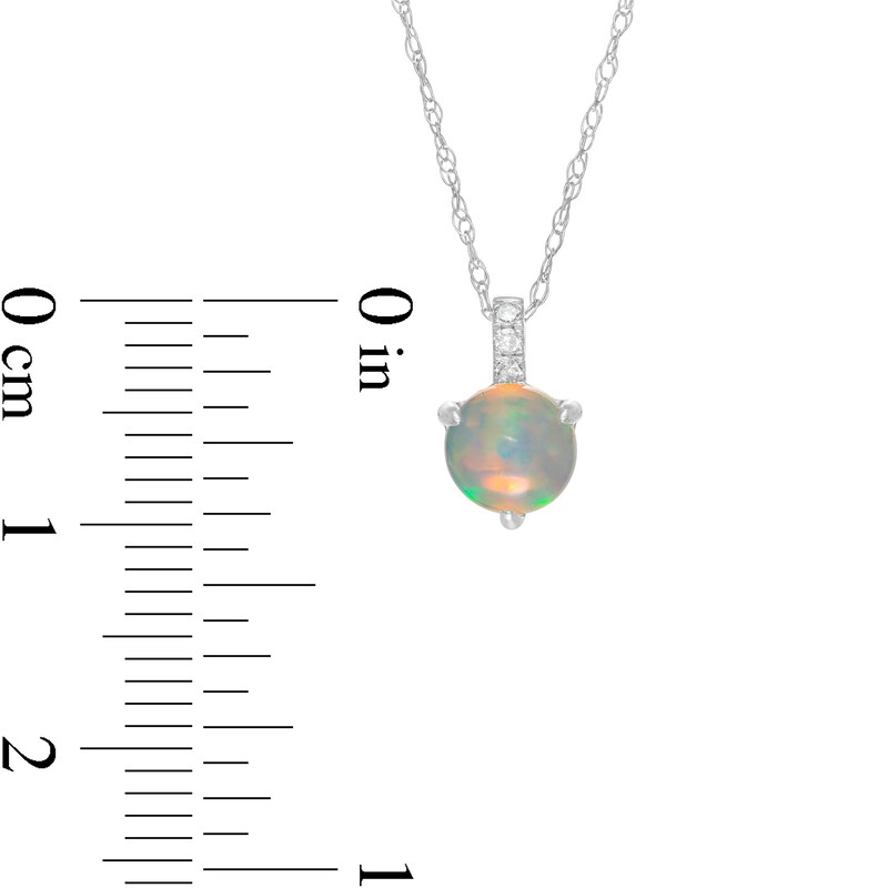 Main Image 3 of 6.0mm Opal and Diamond Accent Drop Pendant in 10K White Gold