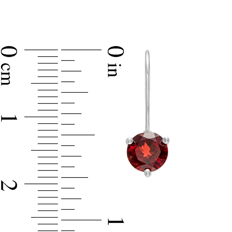 Main Image 3 of 6.0mm Garnet Solitaire Drop Earrings in 10K White Gold