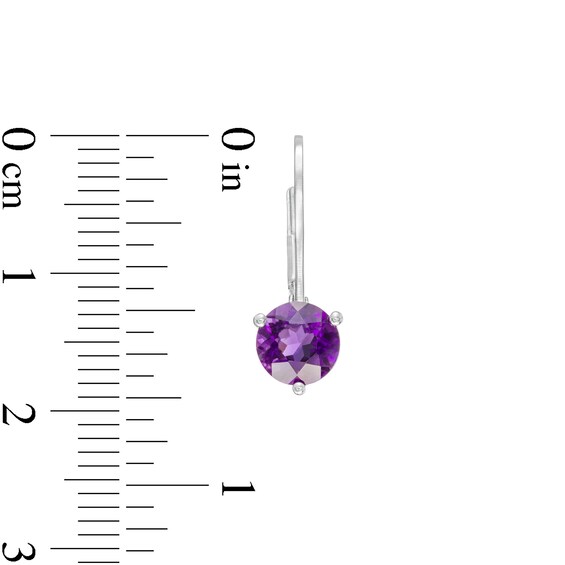 6.0mm Amethyst Solitaire Drop Earrings in 10K White Gold