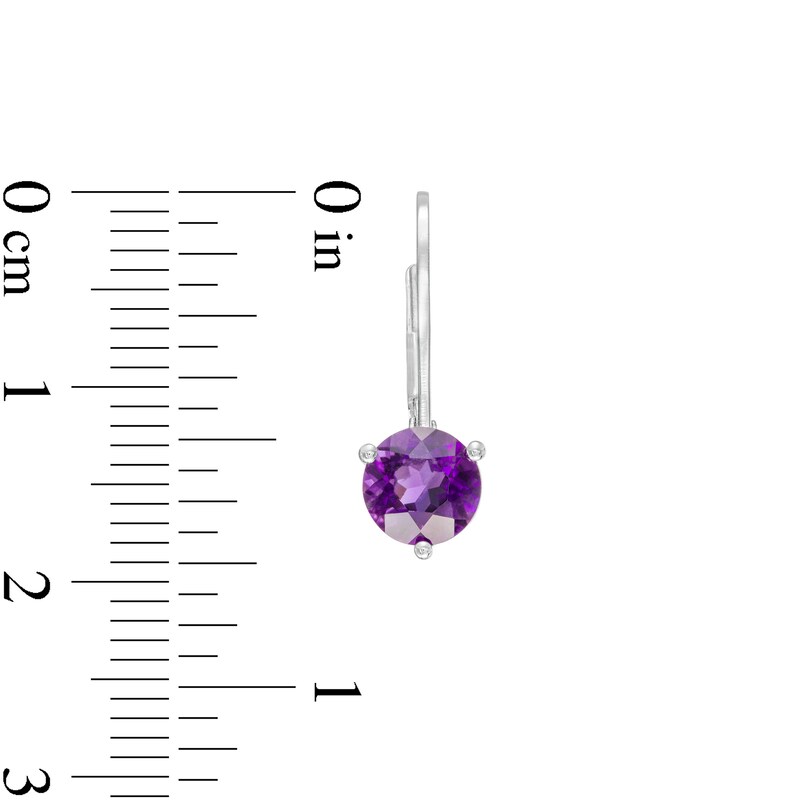 Main Image 3 of 6.0mm Amethyst Solitaire Drop Earrings in 10K White Gold