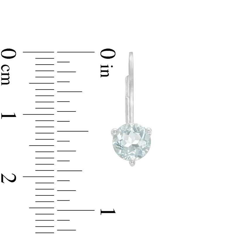 Main Image 3 of 6.0mm Aquamarine Solitaire Drop Earrings in 10K White Gold