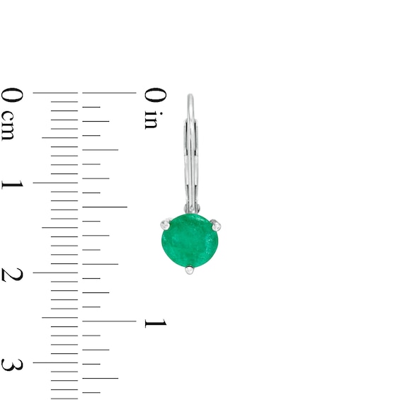 6.0mm Emerald Solitaire Drop Earrings in 10K White Gold