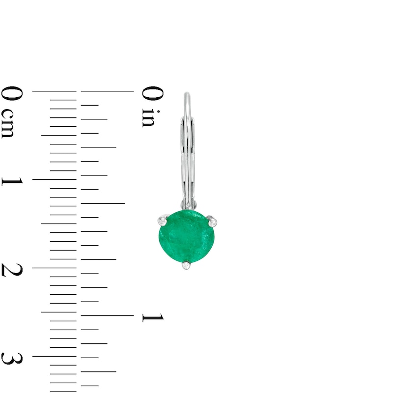 Main Image 3 of 6.0mm Emerald Solitaire Drop Earrings in 10K White Gold