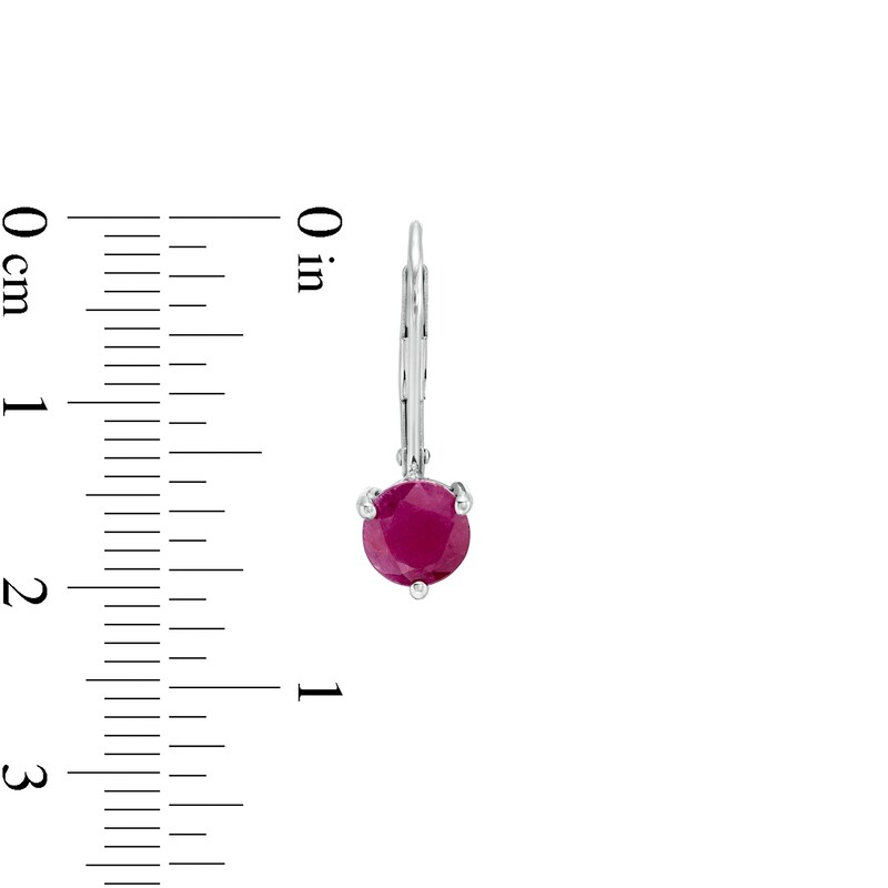 Main Image 3 of 6.0mm Ruby Solitaire Drop Earrings in 10K White Gold