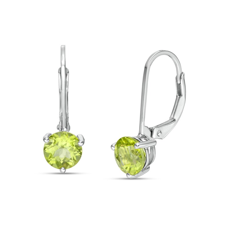 Main Image 1 of 6.0mm Peridot Solitaire Drop Earrings in 10K White Gold