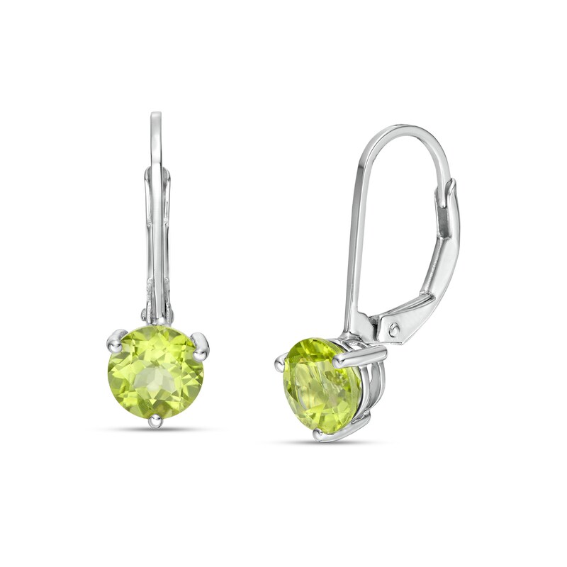 6.0mm Peridot Solitaire Drop Earrings in 10K White Gold | Zales